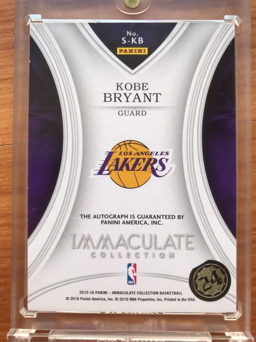 2015-16 PANINI IMMACULATE COLLECTION AUTOGRAPH KOBE BRYANT LAKERS