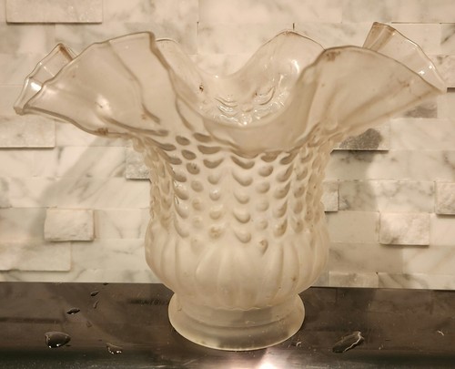 Vintage Lampenschirm Deckenventilator Lampe Kugel Milchglas geraffter Rand 2" Monteur - Bild 2 von 2