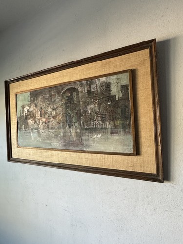 FINE ANTIQUE MODERN NEW YORK CITYSCAPE STREET ABSTRACT OIL PAINTING VINTAGE 1960 - 第 4/15 張圖片