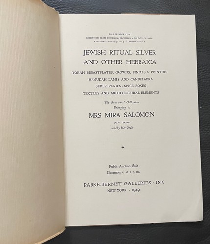The Renowned Collection of Jewish Ritual Silver Parke Bernet Auction 1949 - Picture 2 of 6