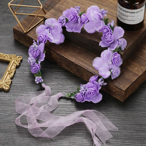 Women Flower Headband Garland Bridal Luxury Wedding Headwear Bridesmaid Tiara  - Picture 16 of 17