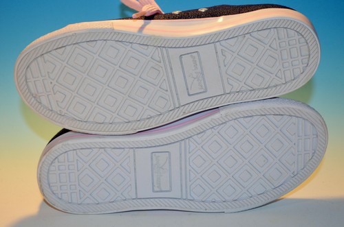 Jumping Beans® Girls' Tennis Shoes Sneakers Navy Blue Canvas Laces Pink Bling - Picture 7 of 12