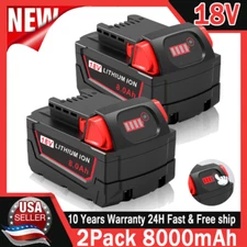 2X 8.0 AH For Milwaukee For M18 Battery Lithium Extended Capacity 48-11-1860