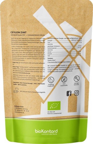BIO Ceylon Zimt gemahlen/ Pulver 500g - Rohkostqualität 100% naturrein bioKontor - Bild 2 von 7