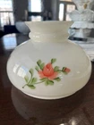 Vintage White Milk Glass Hand Painted Roses Replacement Shade app 6 ½” Fitter