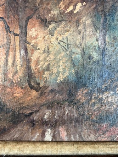 Vintage Framed Oil Painting Landscape Trees Woods Artist Signed Morrow Original - Picture 20 of 24