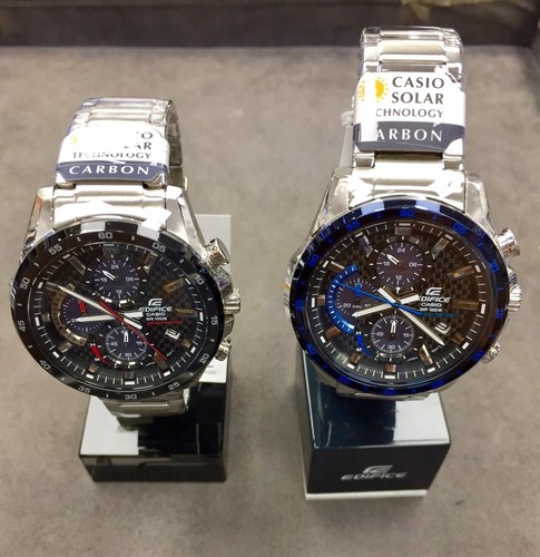 Cronógrafo solar CASIO EDIFICE EQS-900DB-1A esfera de fibra de carbono enchapada en iones negros - Imagen 6 de 9