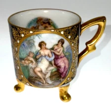 Mitterteich Bavaria Demitasse Cup pastoral scene moriage hand painted Germany 