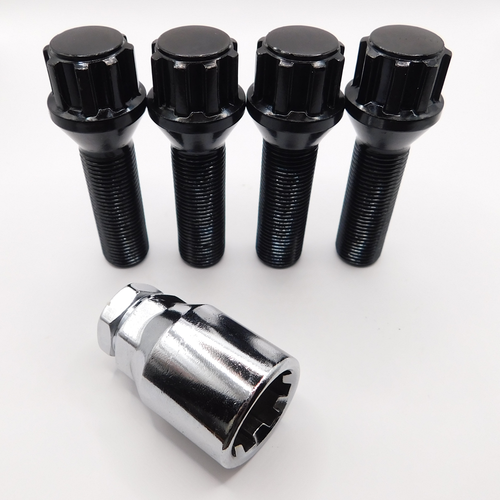 Locking Wheel Bolts M14x1.25 43mm Bimecc (Black) For BMW X1 X3 X4 X5 X6 Series - Picture 4 of 10