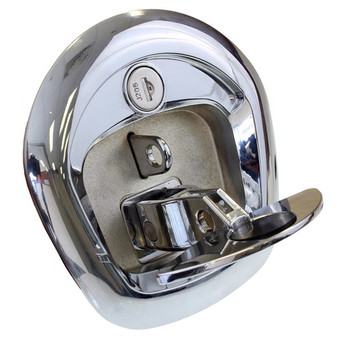 NS982 Small Chrome Whale Tail Drop-T Slam Handle (includes key and barrel) - Picture 4 of 9
