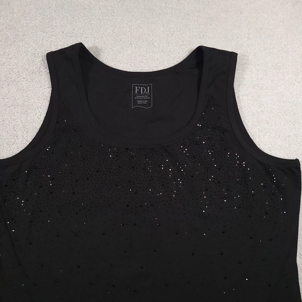 Camisa vaquera francesa FDJ para mujer XXL negra con tachuelas sin mangas cuchara sin mangas Foto 3 de 4