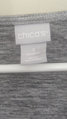 Chico’s Metallic Silver Knit Cowl Neck Blouse Top Women’s Size 3 (XL) NWT - Picture 7 of 14