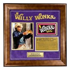 Peter Ostrum Willy Wonka Autographed Framed Golden Ticket Bar JSA COA Signed