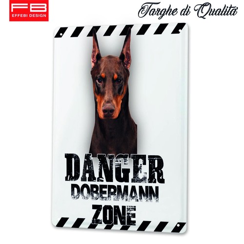 Targa In Metallo DOBERMANN Cartello Attenti al cane danger cancello 20X30 - Imagen 1 de 3