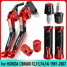 Red For HONDA CBR600 F2,F3,F4,F4i 1991-2007 Brake Clutch Levers Handlebar Grips