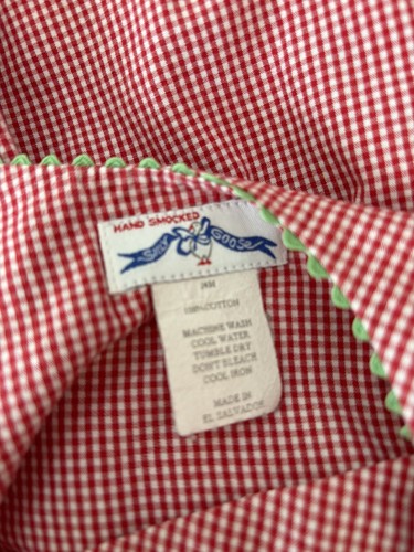 SILLY GOOSE Hand Smocked Frogs Bubble Romper Red Check 24M - Picture 7 of 7
