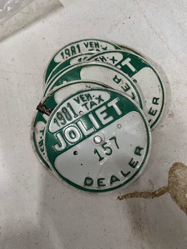 Vintage Joliet Dealer Vehicle Tax License Plate Tab - License plate Tags - Picture 18 of 31