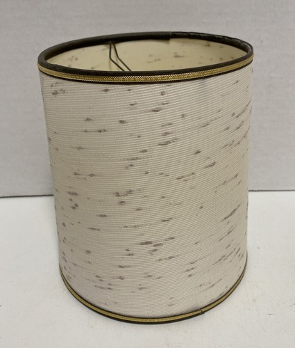 VTG Drum Barrel Lamp SHADE MCM Beige w/ Brown Gold Trim 7.5 x 7” Clip-On