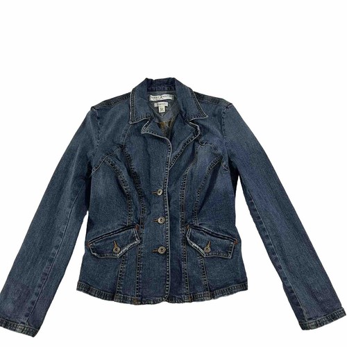 Tommy Hilfiger Jean Denim Jacket Womens Small Petite Blazer Stretch Pockets