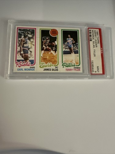 1980 Topps Assist Leader Monroe Silas Tyler PSA 9 Mint Knicks Spurs Pistons - Picture 5 of 16