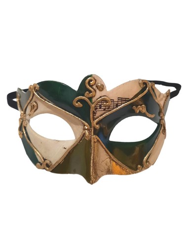 Grün Gold kleine venezianische Maskerade Karneval Maske Gummiband - Bild 1 von 4