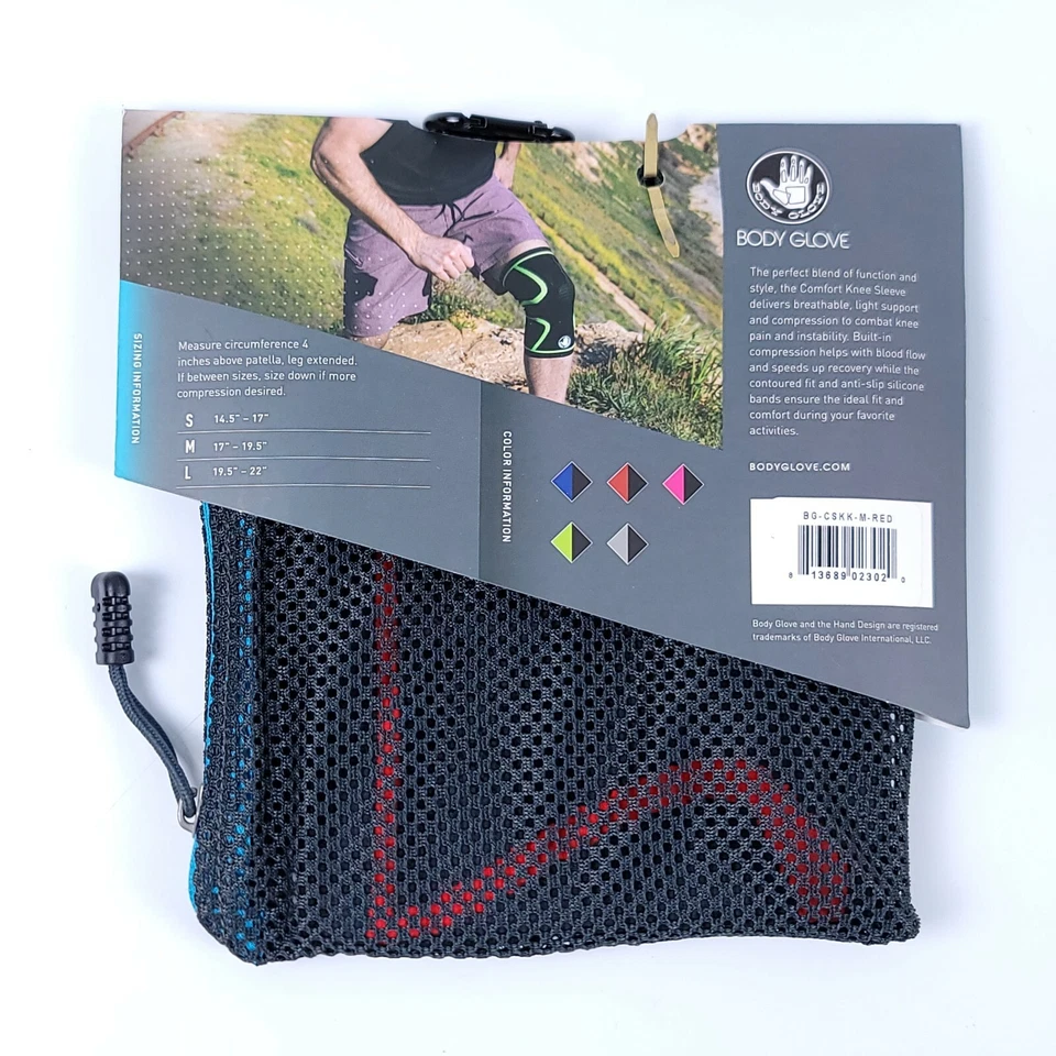 Medium Knee Brace Compression Sleeve Support Sport Joint Pain Arthritis Relief - Image 4 of 4