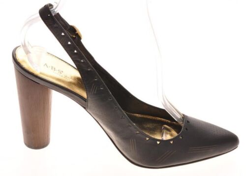 New ABS ALLEN SCHWARTZ Blk Leather Women High Heel Dress Pump Slingback Sz 8 B - Picture 3 of 5