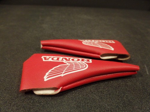 RED LEATHER HONDA CONTROL COVERS - Picture 3 of 8