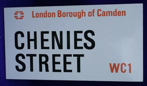 CHENIES STREET WC1 ORIGINAL LONDON BOROUGH CAMDEN ENAMEL PORCELAIN STREET SIGN