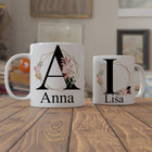 Kaffee Tasse mit Buchstabe bedrucken Name Personalisiert Text Geschenk Blumen