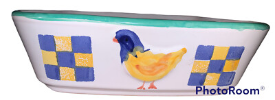 Square Casserole Rayware Portugal Country Kitchen Farmyard Checkered Cow Chicken