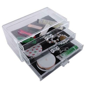 New Acrylic Clear Makeup Case Cosmetics Organizer 3 Drawer Display
