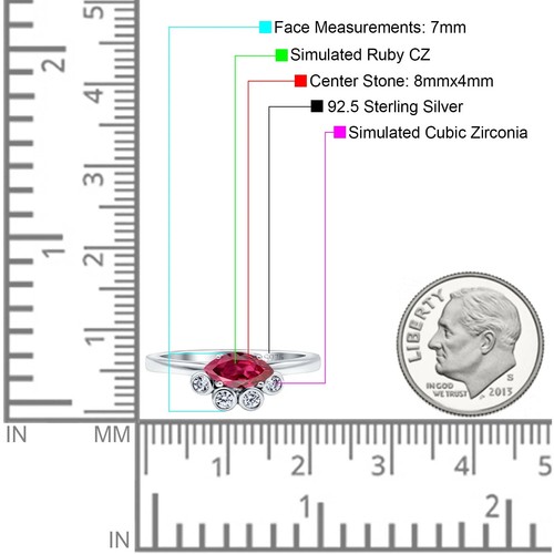 Marquise Art Deco Ehering Zirkonia und Opal 925 Sterling Silber - Bild 8 von 46