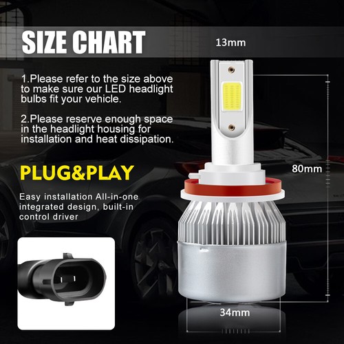 For Jeep Grand Cherokee 2011-2013 High/Low Beam + Fog Lights LED Bulbs Combo Kit - Picture 7 of 12