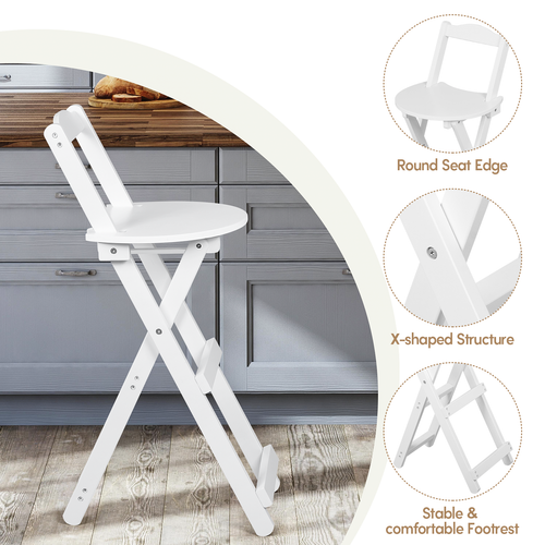 Bamboo Bar Stool 85cm Folding Counter Footrest Chair Waterproof Kitchen Chair - Picture 4 of 17