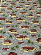 VTG Red Chevrolet Classic Cars Concord Fabrics BTY Quilting Sewing 2000 CF0999