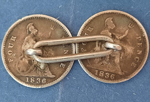 antique 1836 silver coin cufflinks - Picture 7 of 12