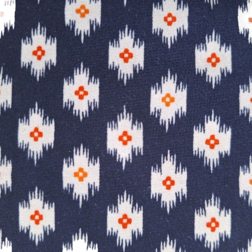MICHAEL KORS Dress Size M Blue White Tile Print Orange Stripe Mini Shift Stretch - Picture 15 of 20