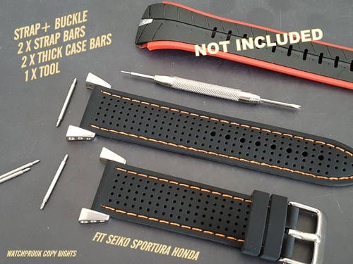 BLACK Orange RUBBER STRAP FIT SEIKO SPORTURA HONDA F1 SPORTURA PLEASE Read AD - 第 2/9 張圖片