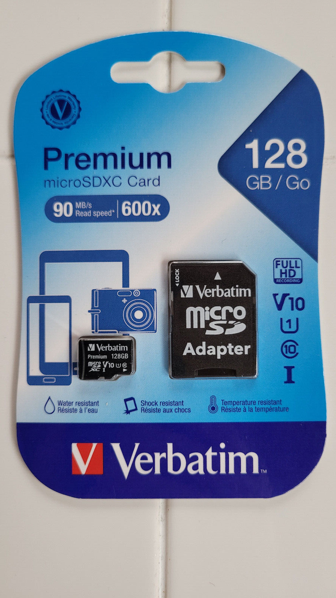 Verbatim microSDXC Card with SD Adapter, Class 10, 128GB (VER44085