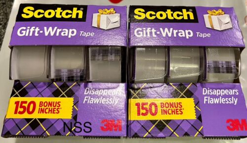Lot of 2 Scotch 3-pack Gift Wrap Tape 6x 350” 2,100” Total Disappears Flawlessly - Afbeelding 1 van 1