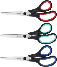 3-Pack 8" Heavy Duty Scissors with Ultra Sharp Blades and Comfort Grip Handles -