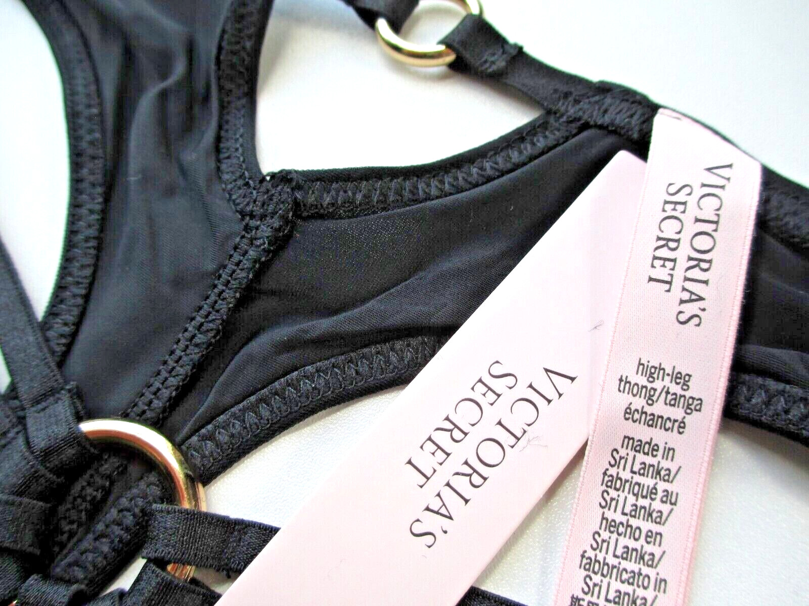 VICTORIA'S SECRET VERY SEXY High Leg Thong Panty VS Black Ring Hardware S M L XL