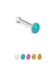 925 Sterling Silver Nose Bone Ring Stud 3mm Glitter Disc 22 Gauge 22G