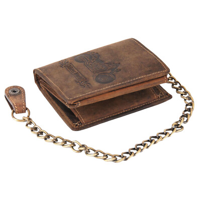 Greenburry Vintage 1796A-BIKE-25 Leder Geldbeutel Geldbörse mit Münzfach Kette