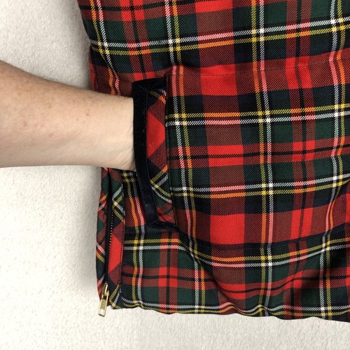J. CREW Tartan Plaid Mountain Wool Blend Puffer Vest Sz M Red Velvet Trim $138 - Picture 11 of 14