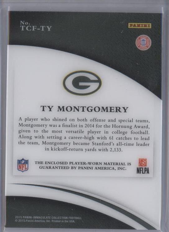 2015 Panini Immaculate Collection Ty Montgomery #TCF-TY