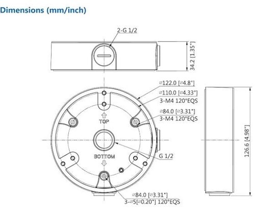 PFA137 Junction Box for Dahua IP Dome and Eyeball Camera, White, Pack of 6 - Picture 2 of 3
