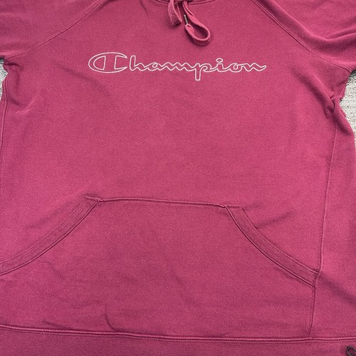 Champion Hoodie Womens XL Burgundy Champion Front Logo Marks On Sleeves Workwear - Picture 9 of 19