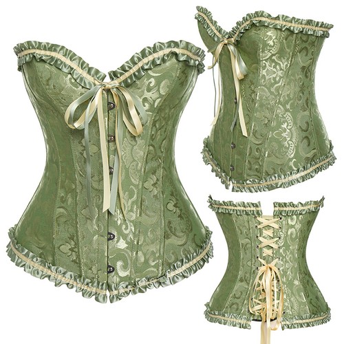 Damen Schnürung Bustier Korsett Overbust Burlesque Top Dessous Taillenschneider - Bild 16 von 25